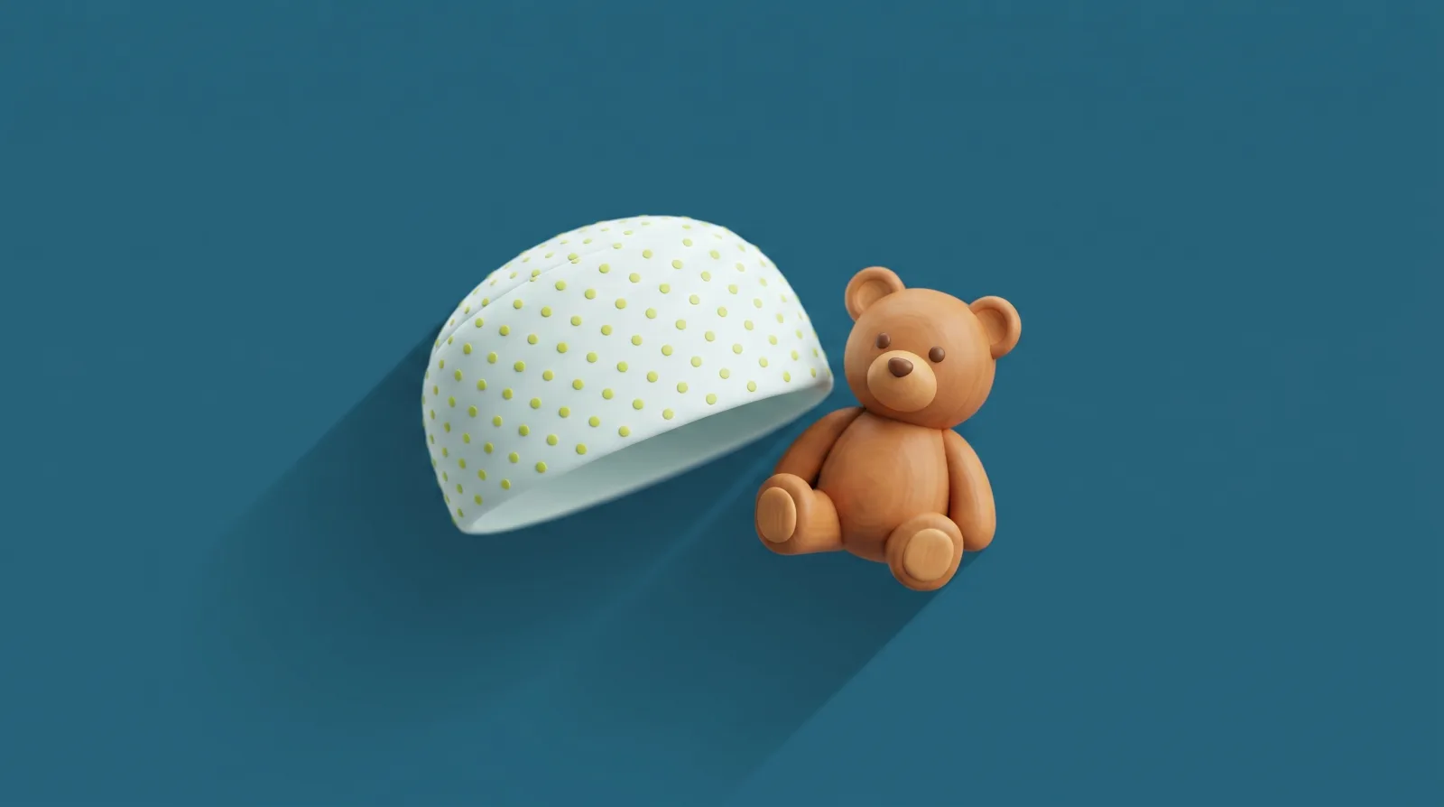 Ilustración de un gorro quirúrgico junto a un osito de peluche