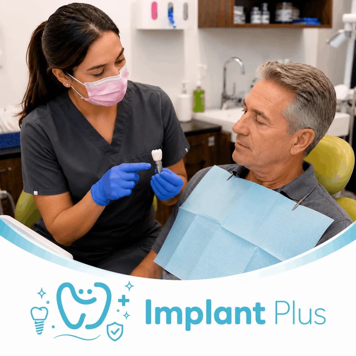 Especialista explicando un implante dental a un paciente en Dentalist Tijuana